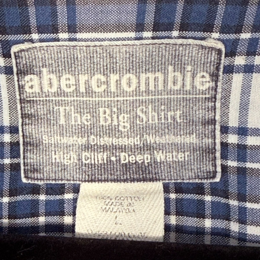 Abercrombie The Big Shirt Short Sleeve Plaid Shirt Mens Large Blue Vintage Y2K - Picture 3 of 9